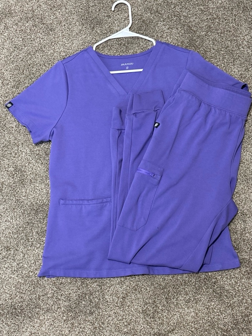 Jaanuu Kids Purple V-Neck Scrub Top and Jogger Set